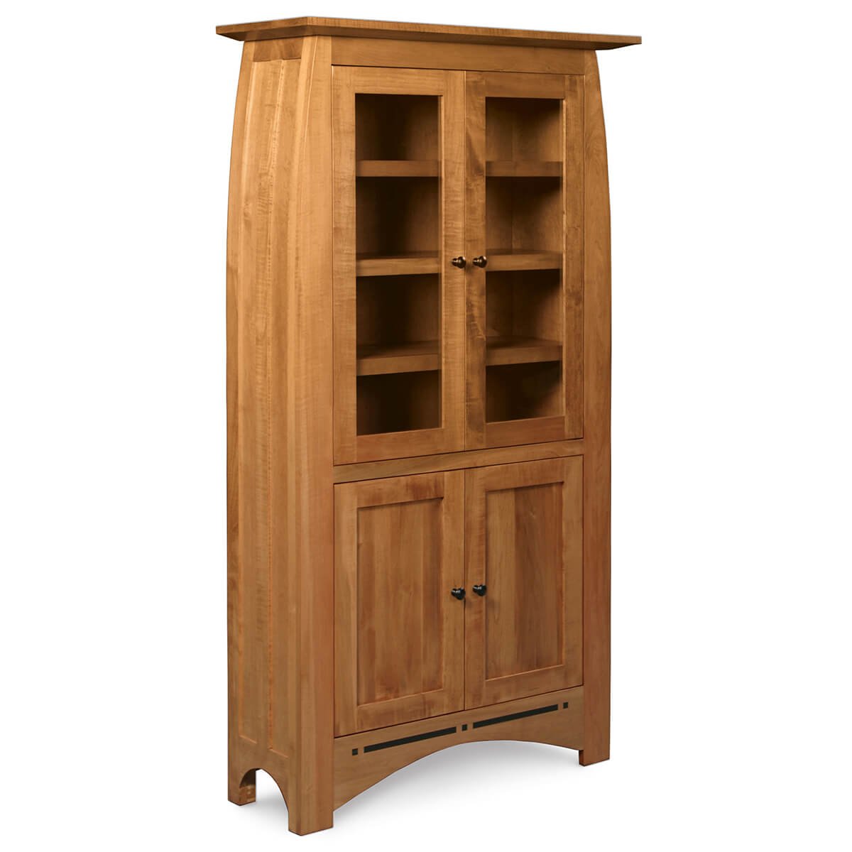 Read more about the article Aspen Tall Bookcase with Glass Doors on Top, Wood Doors on Bottom and Inlay