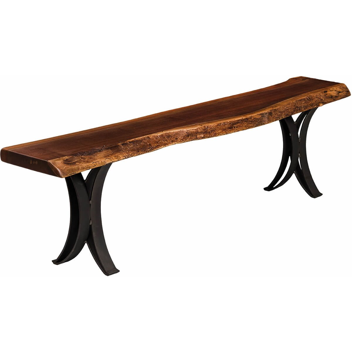 Read more about the article Live Edge Bench with Double Curved Steel Base