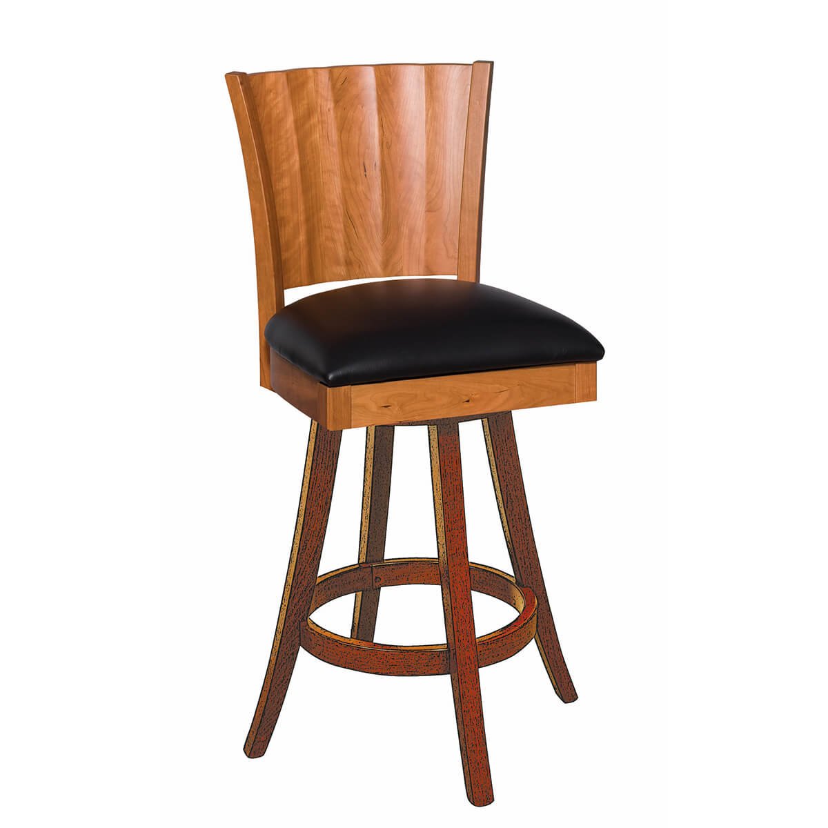 Read more about the article Rippleback Swivel Bar Stool – Leather Seat
